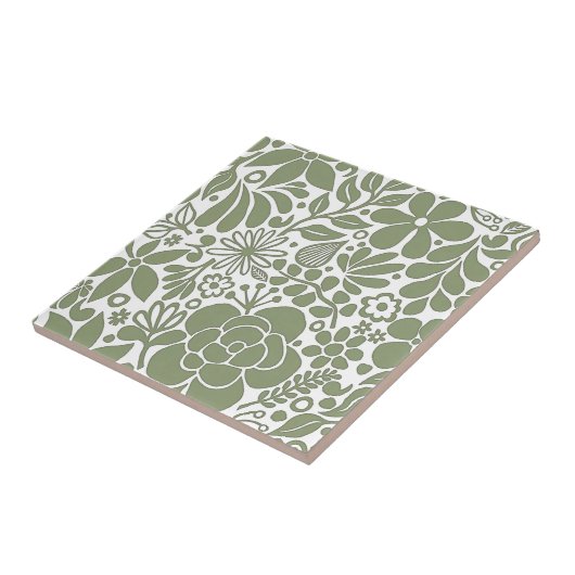 Green Bold Wild Blume & Blätter Garden HD Fliese (Seite)