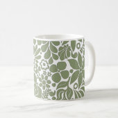 Green Bold Wild Blume & Blätter Garten Kaffeetasse (VorderseiteRechts)