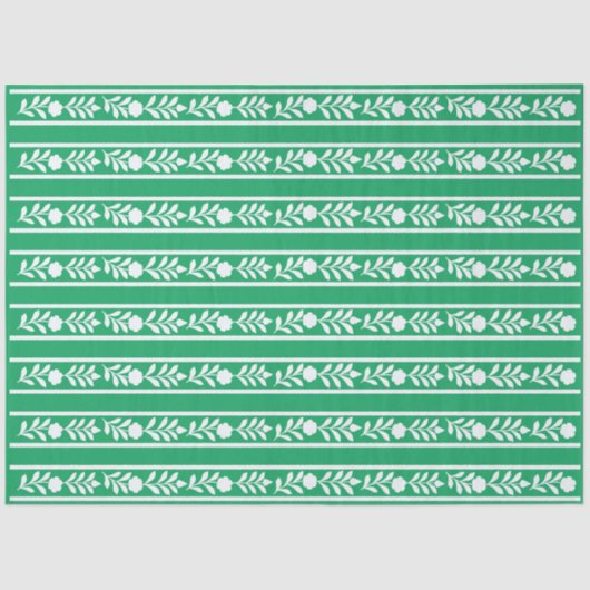 Green Bone Inlay Floral Border Decoupage Paper Seidenpapier (Vorderseite)