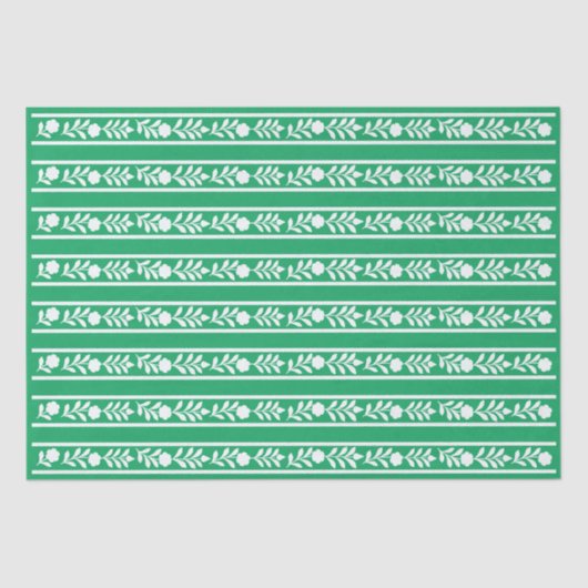 Green Bone Inlay Floral Border Decoupage Paper Seidenpapier (Vorderseite)