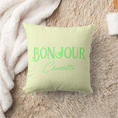 Green Bonjour Bonne Nuit Yellow Throw Kissen (Decke)