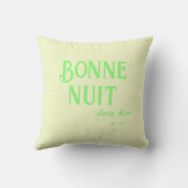Green Bonjour Bonne Nuit Yellow Throw Kissen (Rückseite)