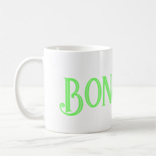 Green Bonjour White Coffee Tasse