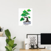 Green Bonsai Watercolor Poster Print (Heimbüro)