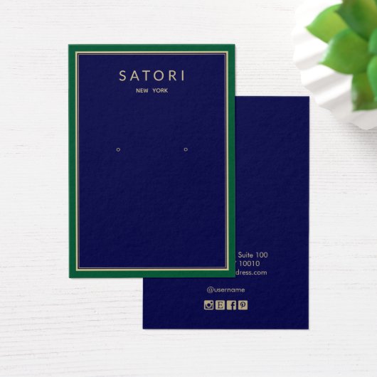 Green Border Earring Navy Juwelier Display (Schreibtisch)