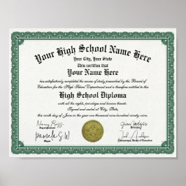 Green Border High / Zuhause School Diploma Poster