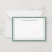 Green Border Minimalist Name Monogram Mitteilungskarte (Vorderseite)