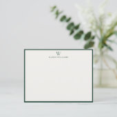 Green Border Monogram Stationery Note Card Einladung (Stehend Vorderseite)
