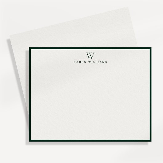 Green Border Monogram Stationery Note Card Einladung