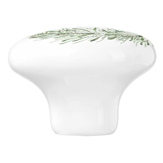 Green Botanic Leaf Wreath Monogram Keramikknauf (Seitenansicht)