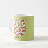 Green Botanical Abstrakt Blätter Ladybugs Name Kaffeetasse (Vorderseite Links)