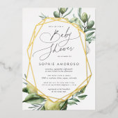 Green Botanical Baby Dusche im mediterranen Garten Folieneinladung (Vorderseite)