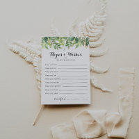 Green Botanical Baby Shower Hopes & Wish Card