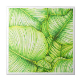 Green Botanical Ceramic Tile Fliese