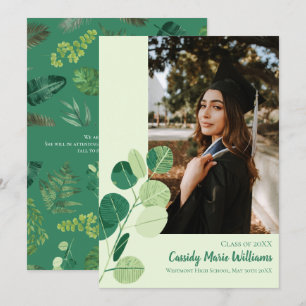 Green Botanical Elegant Graduation Announcement Einladung