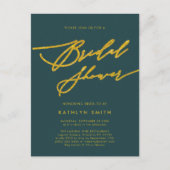 Green Botanical Elegant Script-Brautparty Einladungspostkarte (Vorderseite)