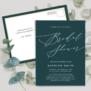 Green Botanical Elegant Script-Brautparty Einladungspostkarte