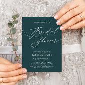 Green Botanical Elegant Script-Brautparty Einladungspostkarte