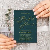 Green Botanical Elegant Script-Brautparty Einladungspostkarte