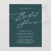 Green Botanical Elegant Script-Brautparty Einladungspostkarte (Vorderseite)