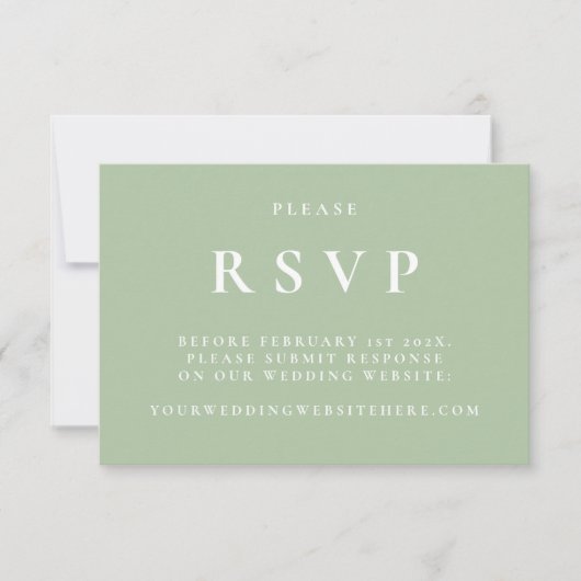 Green Botanical Elegant Wedding RSVP Card Karte (Vorderseite)