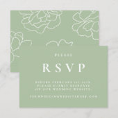 Green Botanical Elegant Wedding RSVP Card Karte (Vorne/Hinten)