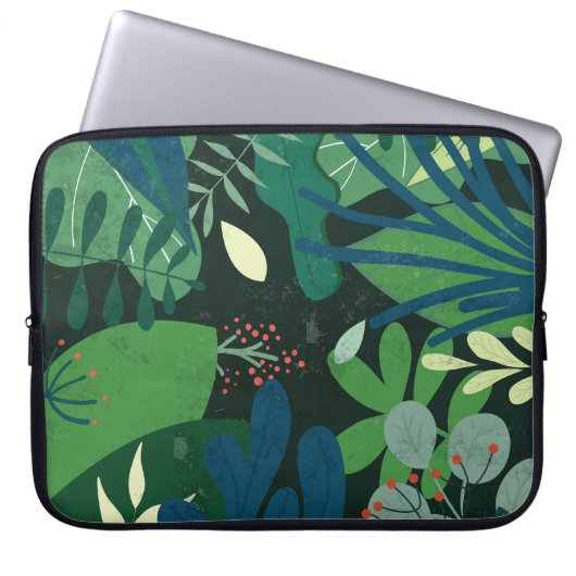Green Botanical: Illustration tropischer Blätter Laptopschutzhülle (Vorderseite)