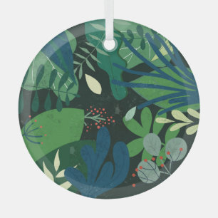 Green Botanical: Illustration tropischer Blätter Ornament Aus Glas