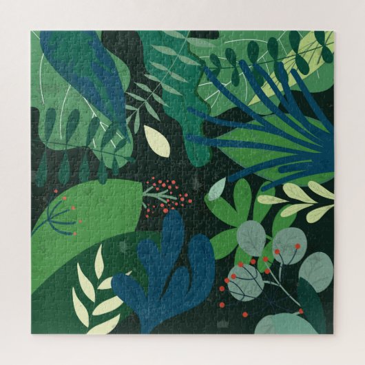 Green Botanical: Illustration tropischer Blätter Puzzle (Vertikal)