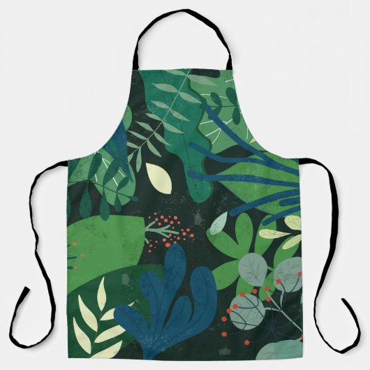 Green Botanical: Illustration tropischer Blätter Schürze (Vorderseite)