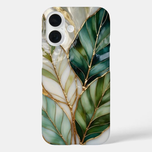 Green Botanical iPhone Case Luxury Leaf Design (Rückseite)