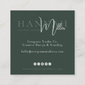 Green Botanical | Modern Elegant Minimalist Quadratische Visitenkarte (Rückseite)