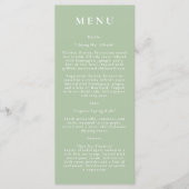 Green Botanical Modern Wedding Menu Menükarte (Vorderseite)