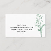 Green Botanical Mommy Play Date Calling Card Telefonnummerkarte (Rückseite)