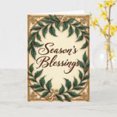 Green Botanical Seasons Blessings Christmas Karte (Gelbe Blume)
