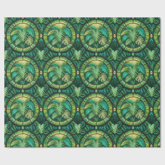 Green botanical-themed wrapping paper  geschenkpapier (Flach)