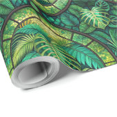 Green botanical-themed wrapping paper  geschenkpapier (Rolleneckpunkt)