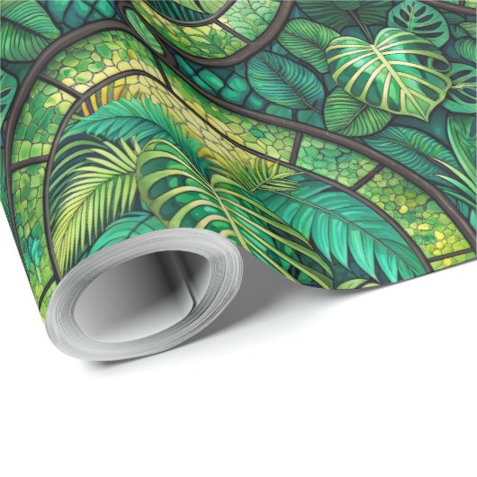Green botanical-themed wrapping paper geschenkpapier (Rolleneckpunkt)