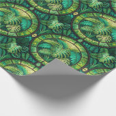 Green botanical-themed wrapping paper  geschenkpapier (Ecke)