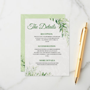 Green Botanical Wedding Detail-Karte Begleitkarte