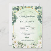 Green Botanical Wedding Invitation with Eucalyptus Einladung (Vorderseite)