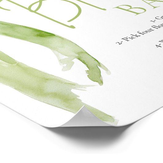 Green Bow Brautparty Blume Bloom Bar Sign Poster (Ecke)