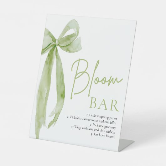 Green Bow Brautparty Blume Bloom Bar Sign Sockelschild (Vorderseite)