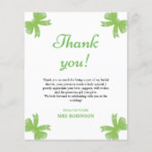 Green Bow Bridal Shower Thank You Card (Vorderseite)