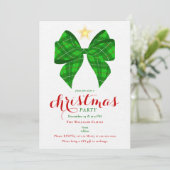 Green Bow Christmas Friendsmas Xmas Work Cocktail Einladung (Stehend Vorderseite)