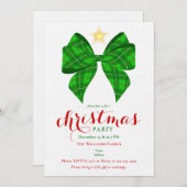 Green Bow Christmas Friendsmas Xmas Work Cocktail Einladung (Vorne/Hinten)
