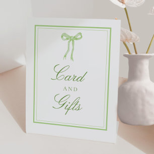 Green Bow Coquette Ribbon Karten und Geschenke Zei Sockelschild