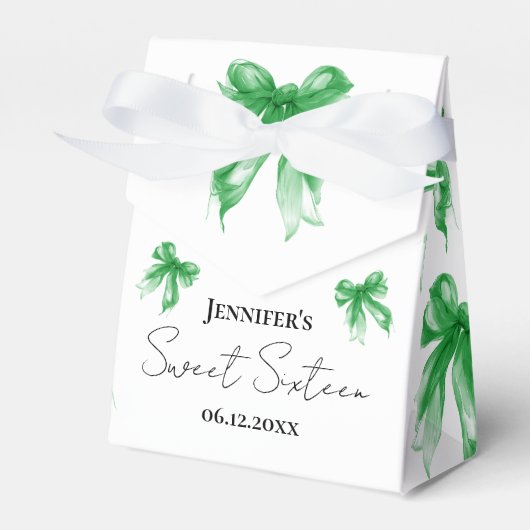 Green Bow Coquette Script Sweet 16 Thank You Geschenkschachtel (Vorderseite)