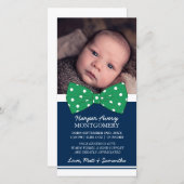 Green Bow Custom Foto Babydusche Vielen Dank Dankeskarte (Vorne/Hinten)