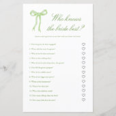 Green Bow, der das Bride Best Bridal Game kennt (Vorderseite)